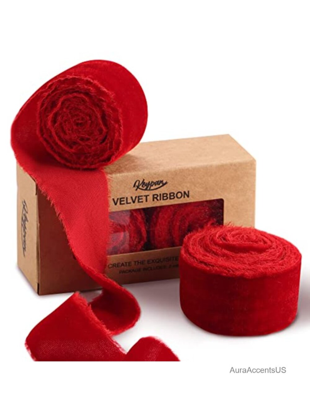 Velvet Ribbon with Fringe 1.5 in x 2 yd for Christmas Gift Wrapping